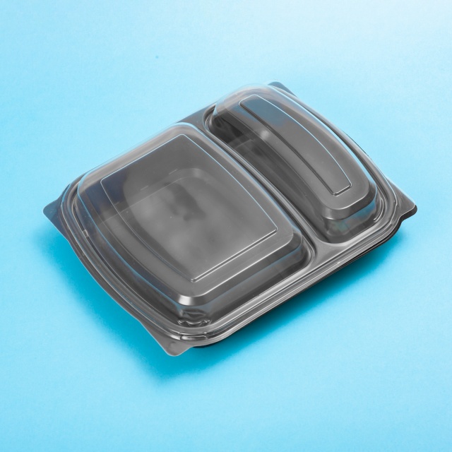 Caserolă termosudabilă cu capac, două compartimente