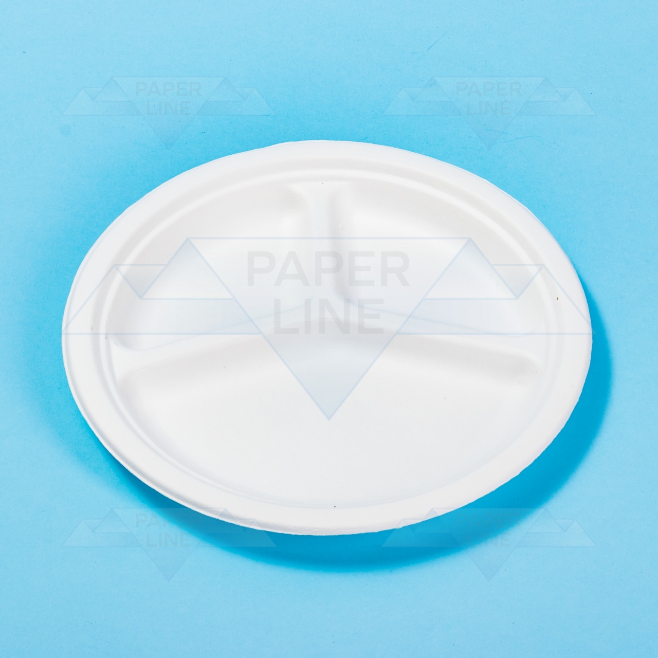 Farfurie din carton alb cu trei compartimente model 2