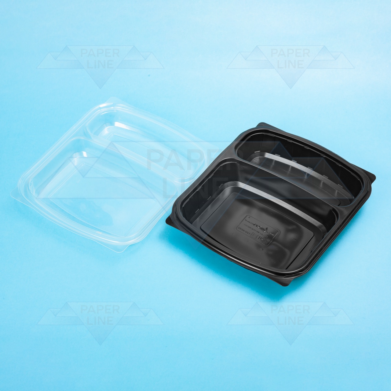 Caserolă termosudabilă cu capac, două compartimente